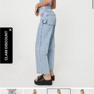 Princess Polly Light Blue Straight Leg Jeans